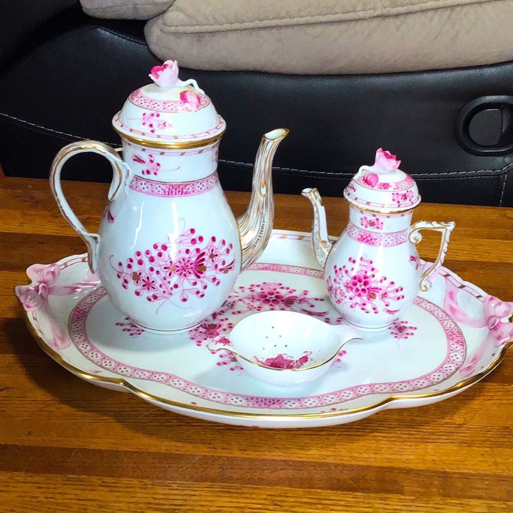 Herend Chinese Blossom Raspberry Coffee Service